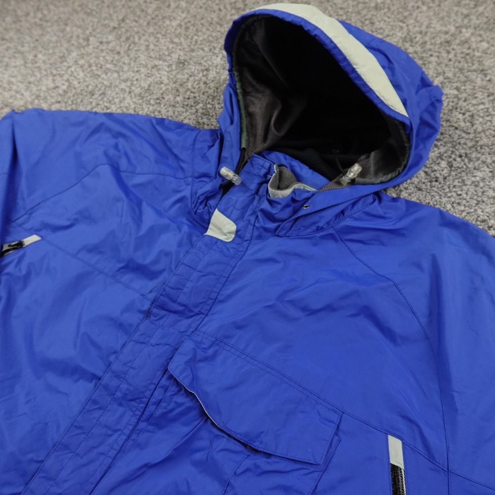 VTG GAP Jacket Mens 2XL Blue Hooded Full‎ Zip Nylon Outdoor Windbreaker Coat Y2K